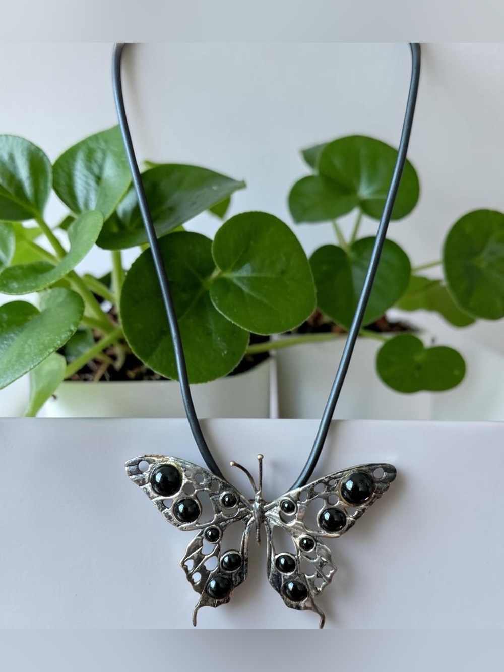 Sterling Silver 925 Butterfly Pendant Necklace - SKU H